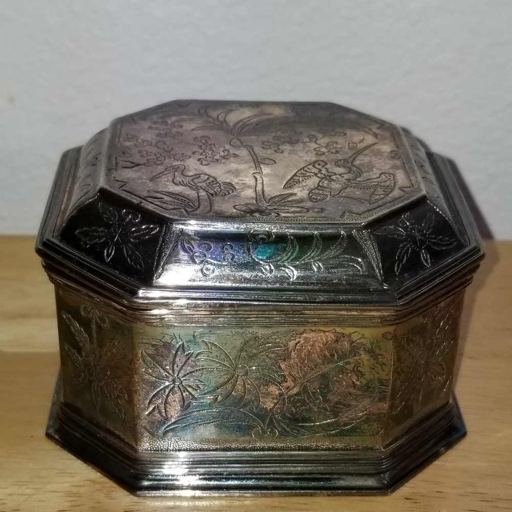 ✅Vintage Porugal Silver Tone Engraved Met Box #1149, B25 - Picture 4 of 16